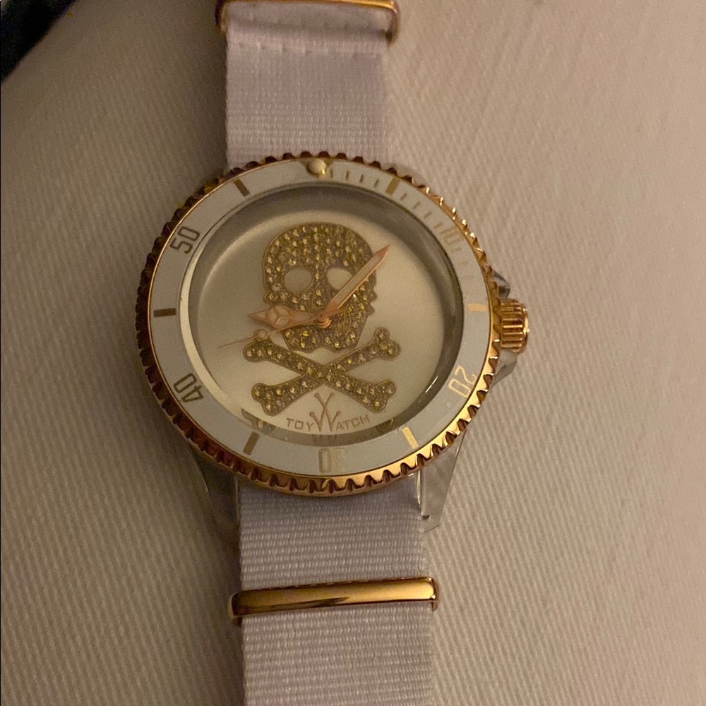 ToyWatch Gold and White Skull Design Watch